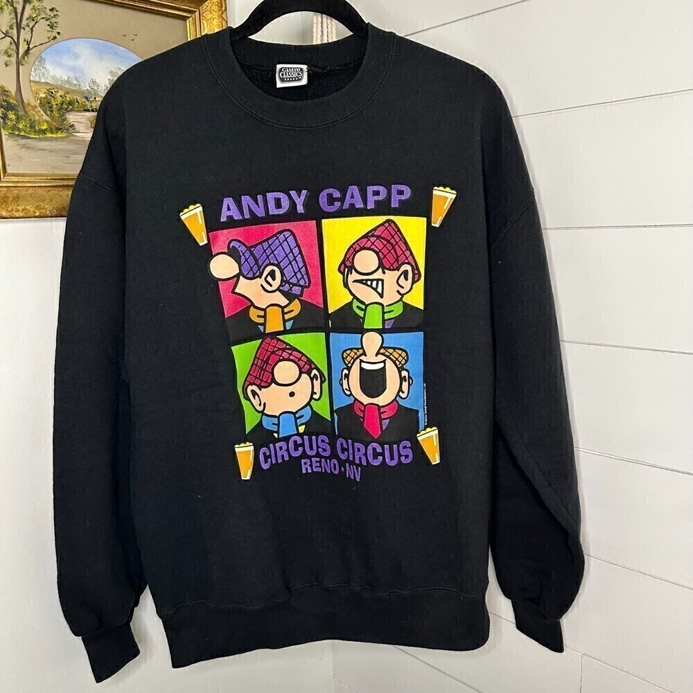 Andy Capp Circus Circus Reno NV Vtg Rare Casino Classics Sweatshirt Black Large